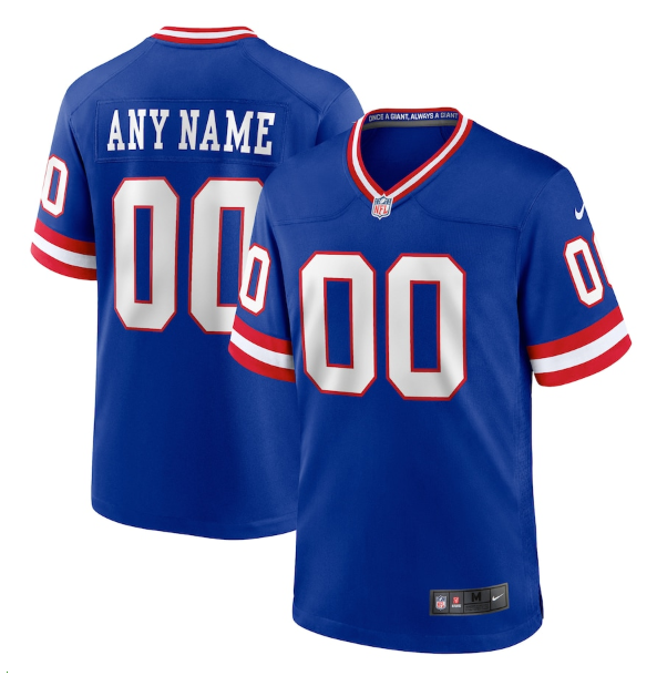 Men's New York Giants Active Player Custom Royal Classic Stitched Game Jersey Men's New York Giants Active Player Custom Royal Classic Stitched Game Jersey